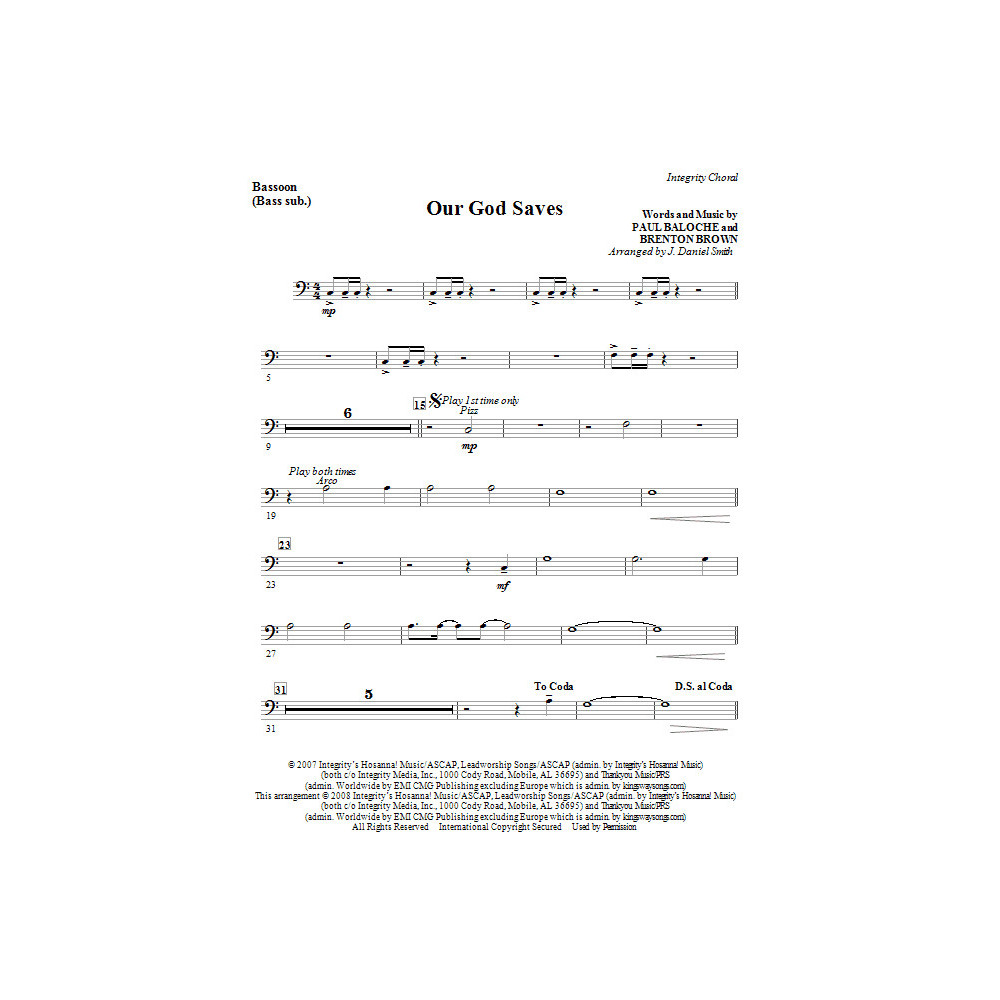 Our God Saves - Bassoon (sub. Bass)