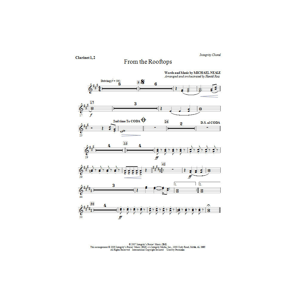 From The Rooftops - Bb Clarinet 1 & 2