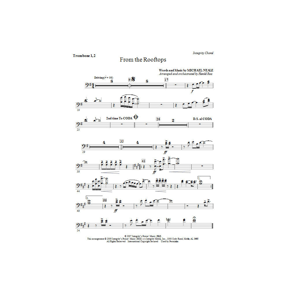 From The Rooftops - Trombone 1 & 2
