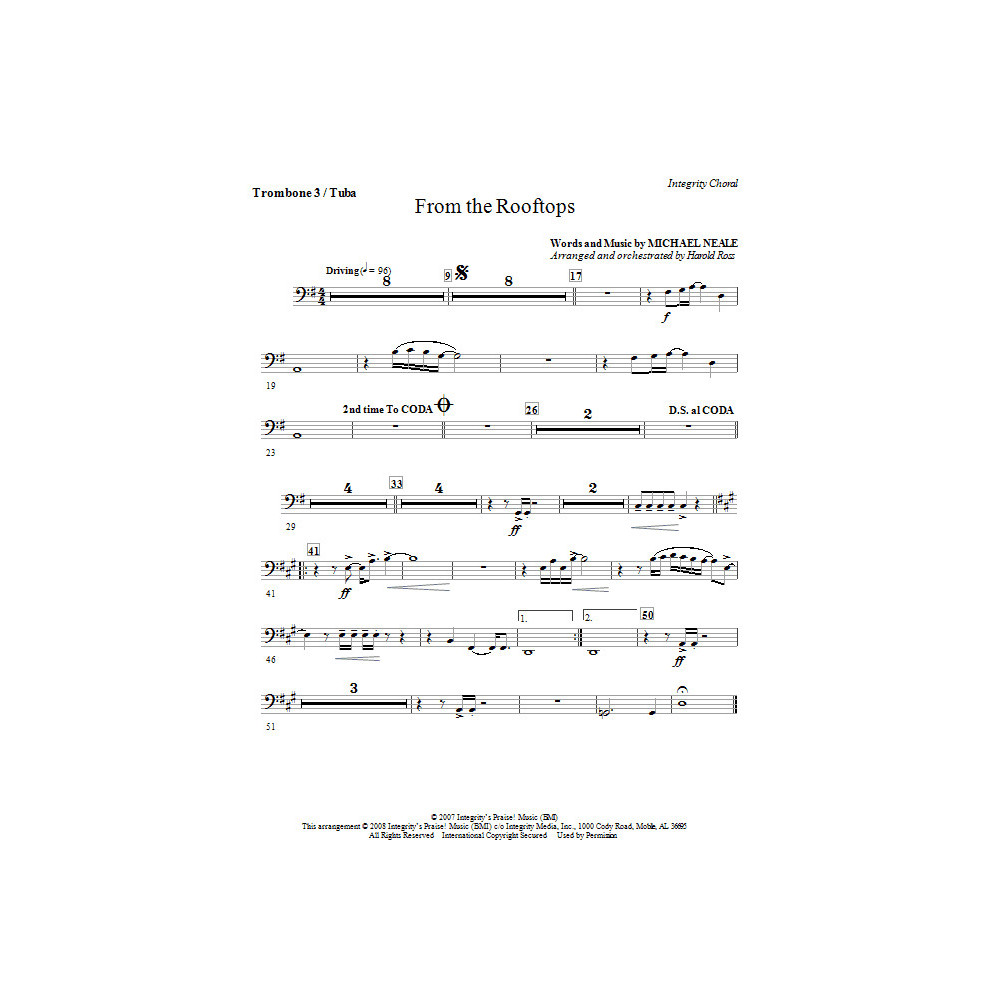 From The Rooftops - Trombone 3/Tuba