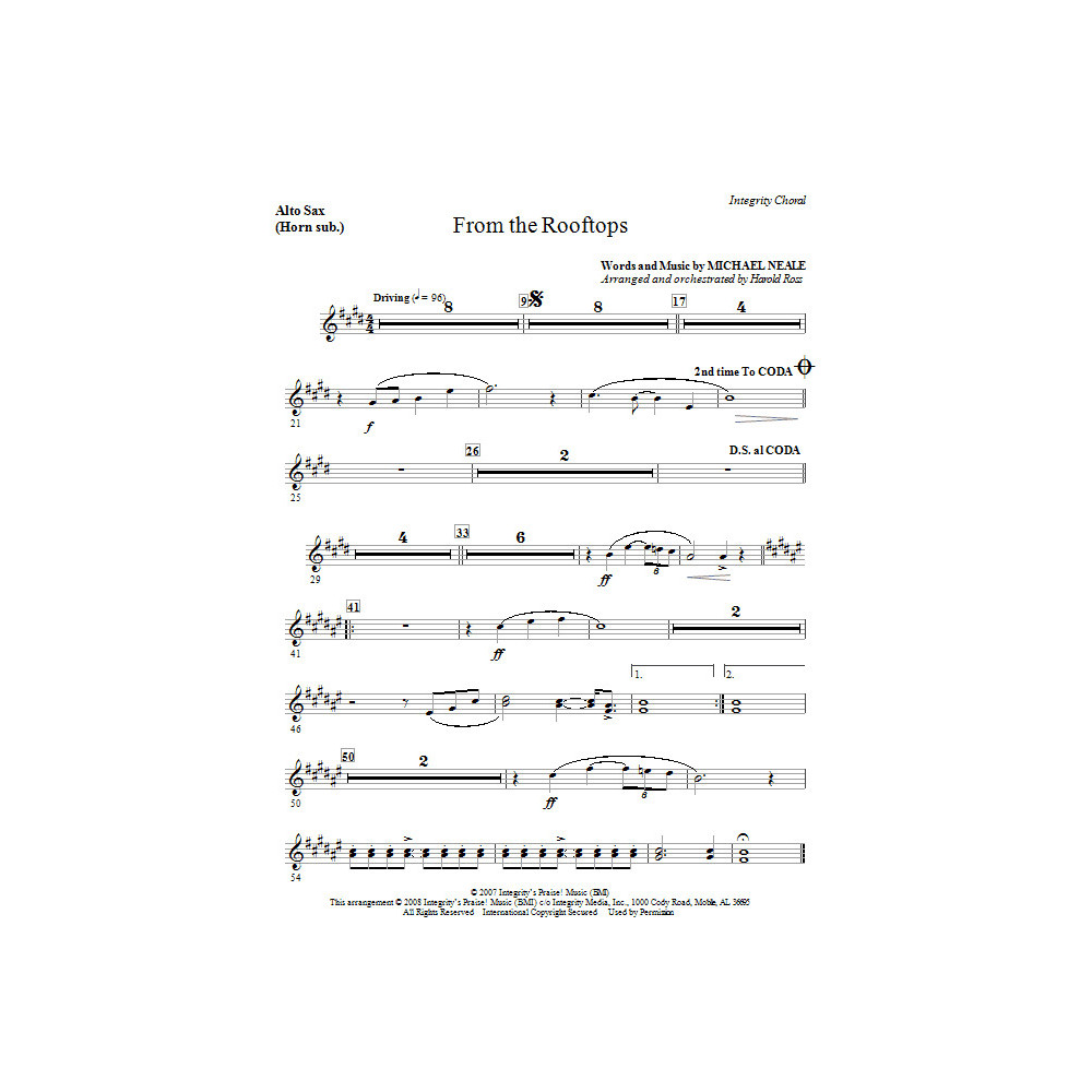 From The Rooftops - Alto Sax 1 & 2 (Sub. Horn)
