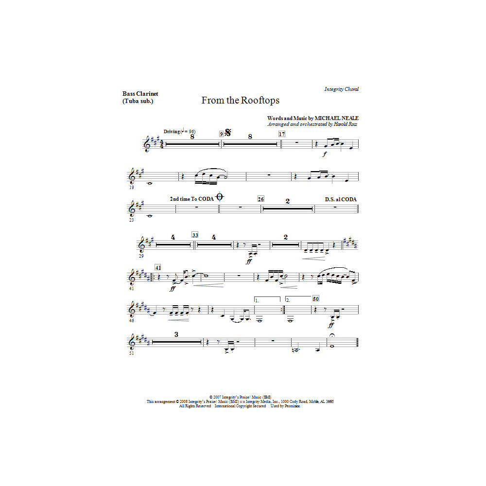 From The Rooftops - Bass Clarinet (sub. Tuba)