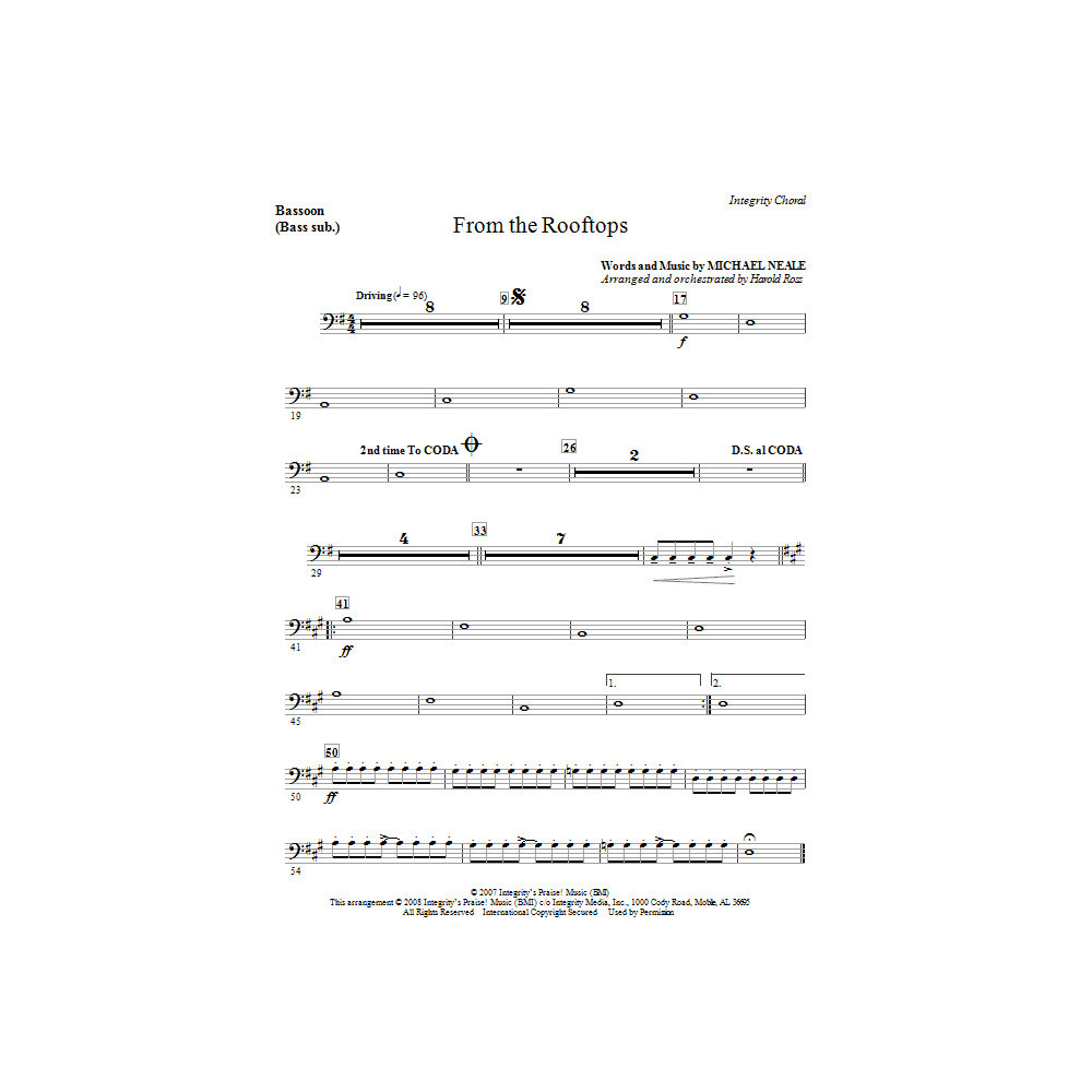 From The Rooftops - Bassoon (sub. Bass)