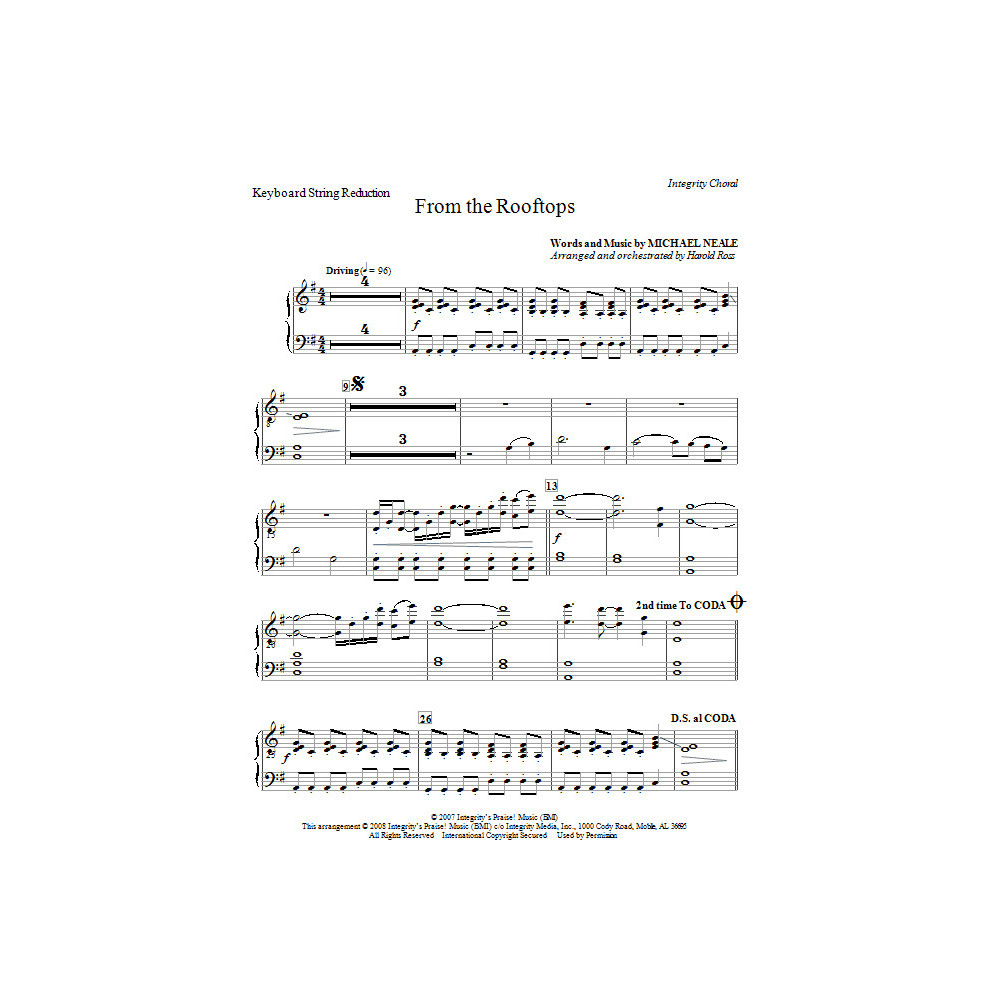 From The Rooftops - Keyboard String Reduction