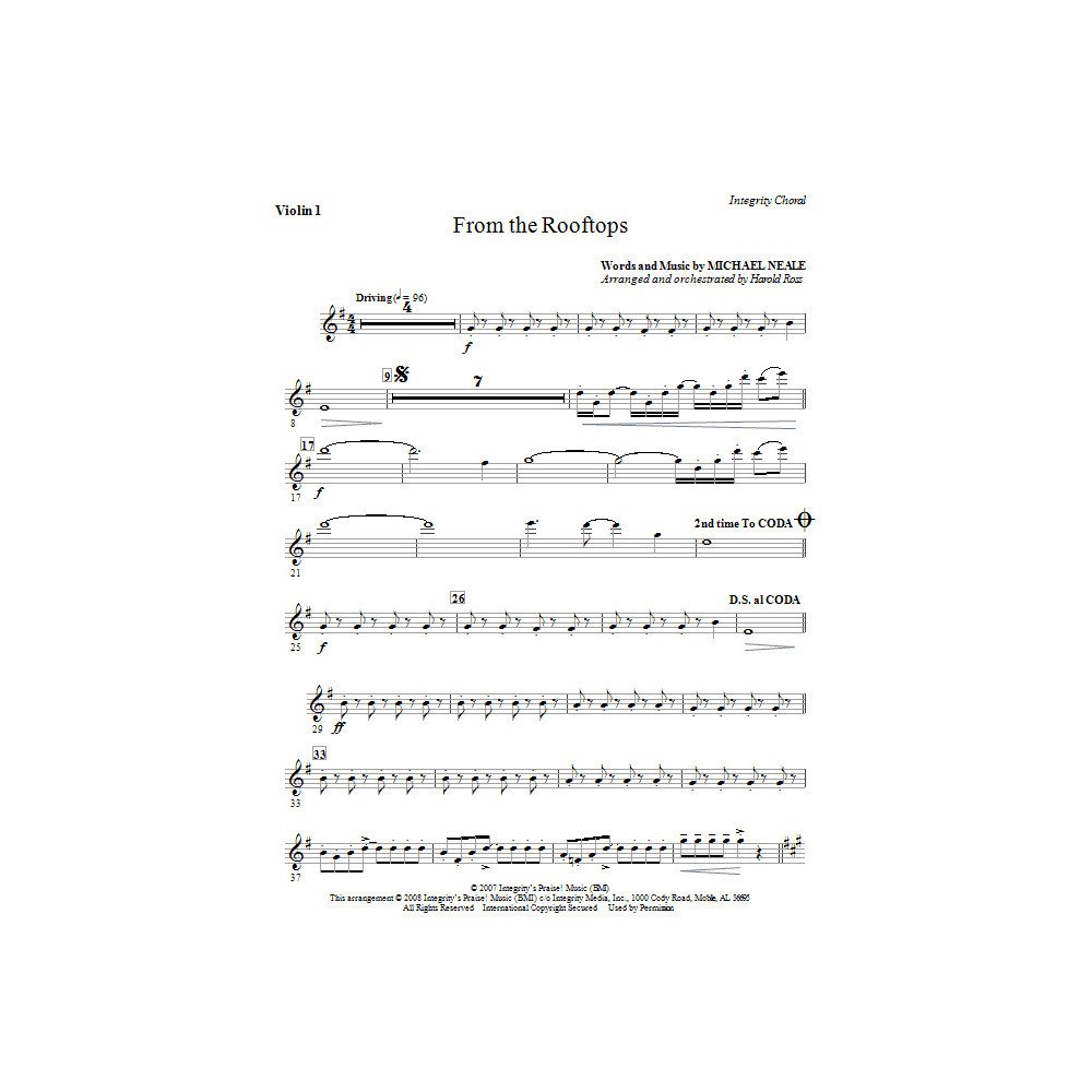 From The Rooftops - Violin 1