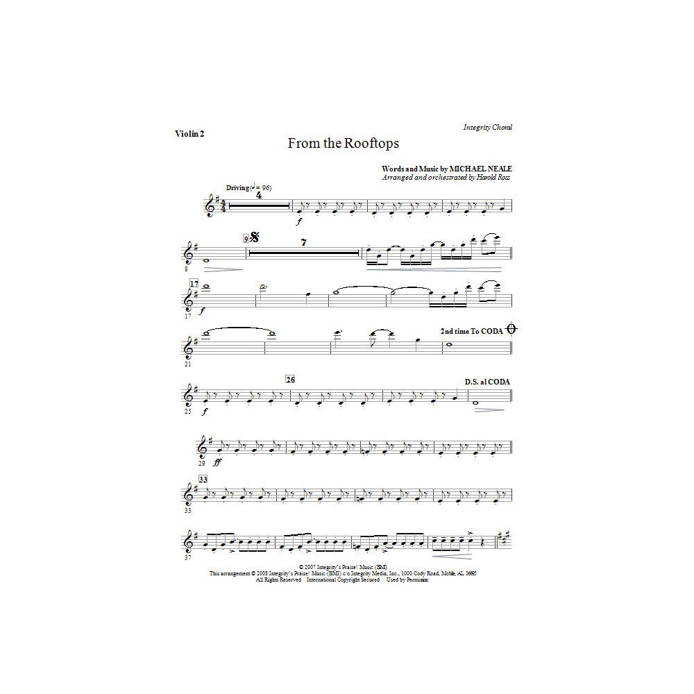 From The Rooftops - Violin 2