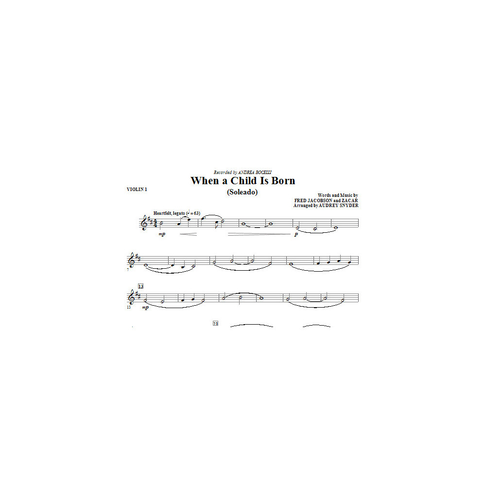 When A Child Is Born (Soleado) - Violin 1