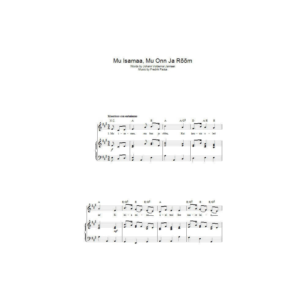 Mu Isamaa, Mu Onn Ja Room (Estonian National Anthem)