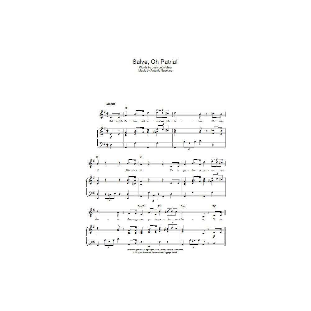 Salve, Oh Patria! (Ecuadorian National Anthem)