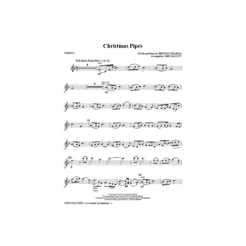 Weihnachtsrohre - Violine 1