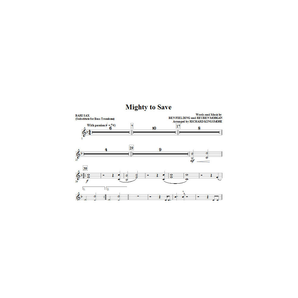 Mighty To Save - Bari Sax (sub. Bass Trombone)