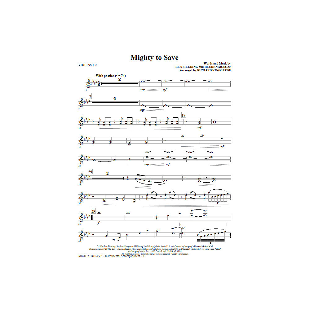 Mighty To Save - Violin I & II