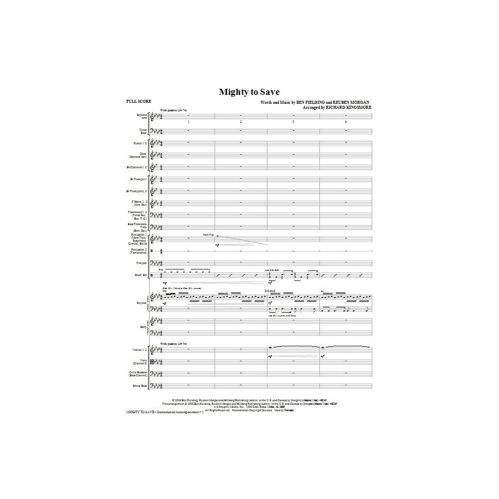 Mighty To Save - Full Score