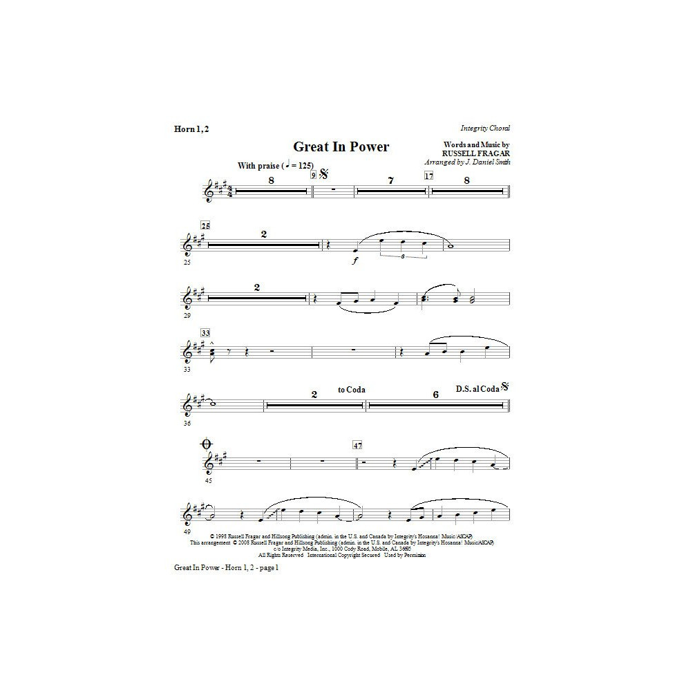 Great In Power - F Horn 1,2