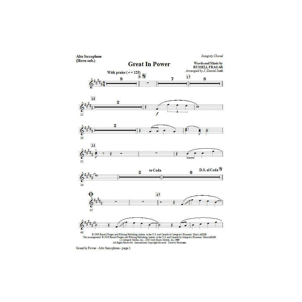 Great In Power - Alto Sax (Horn sub)