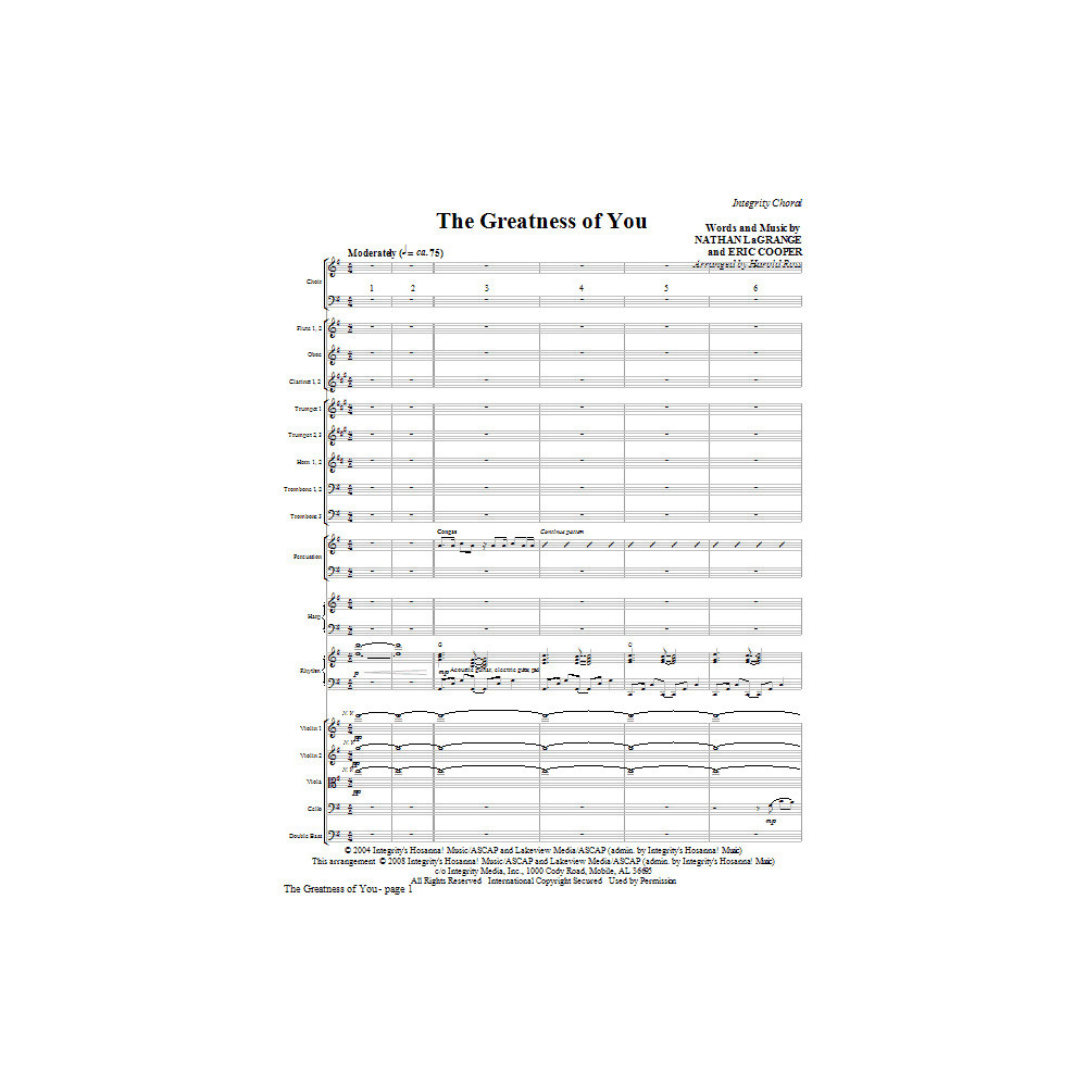 The Greatness Of You - Full Score
