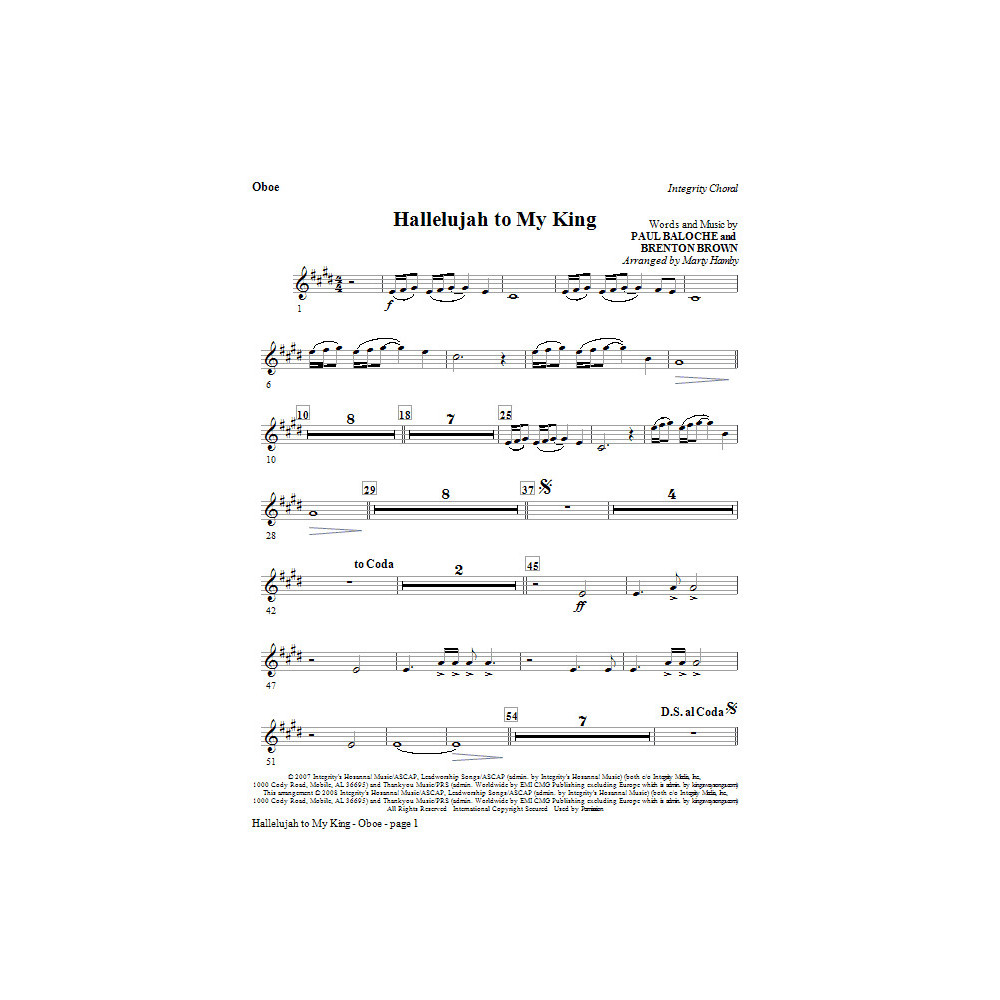 Halleluja an meinen König – Oboe