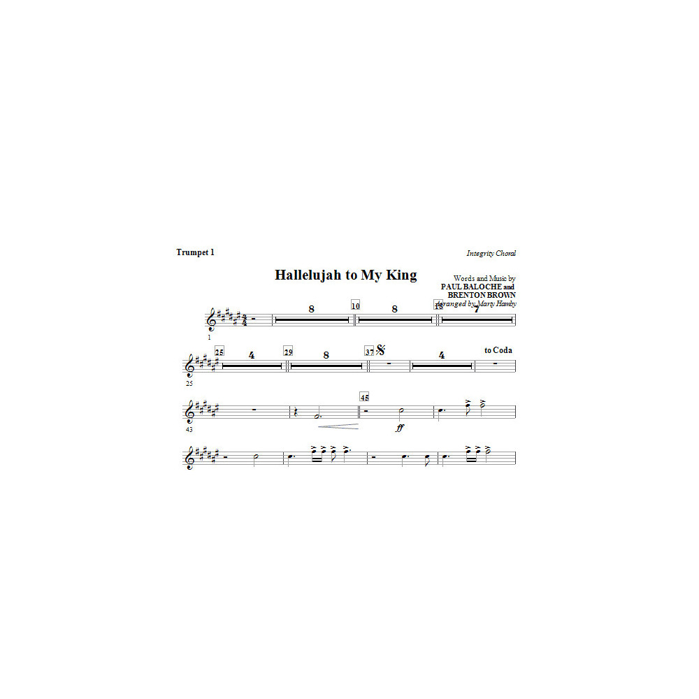 Hallelujah To My King - Trumpet 1