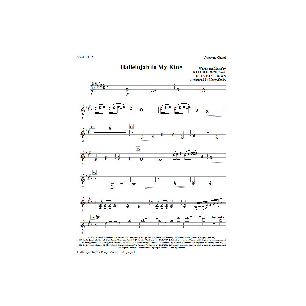 Halleluja an meinen König - Violine 1 & 2