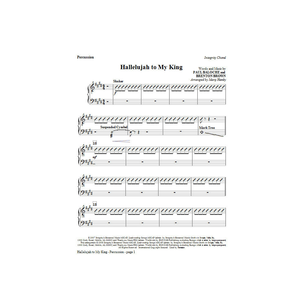 Halleluja an meinen König - Percussion