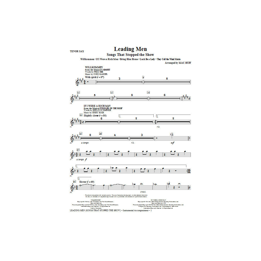 Leading Men: Lieder, die die Show zum Stillstand brachten (Medley) - Tenorsaxophon