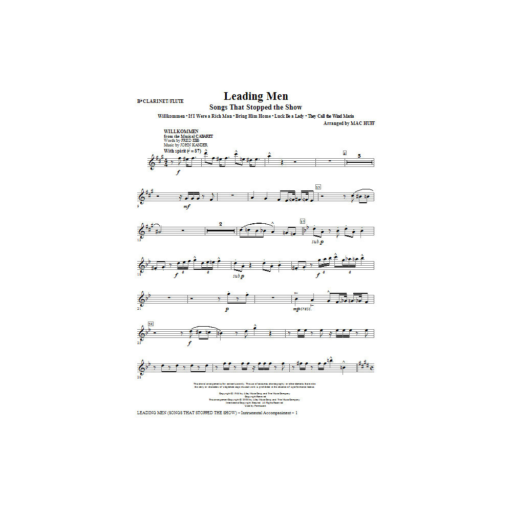 Leading Men: Songs That Stopped The Show (Medley) - Klarinette/Flöte