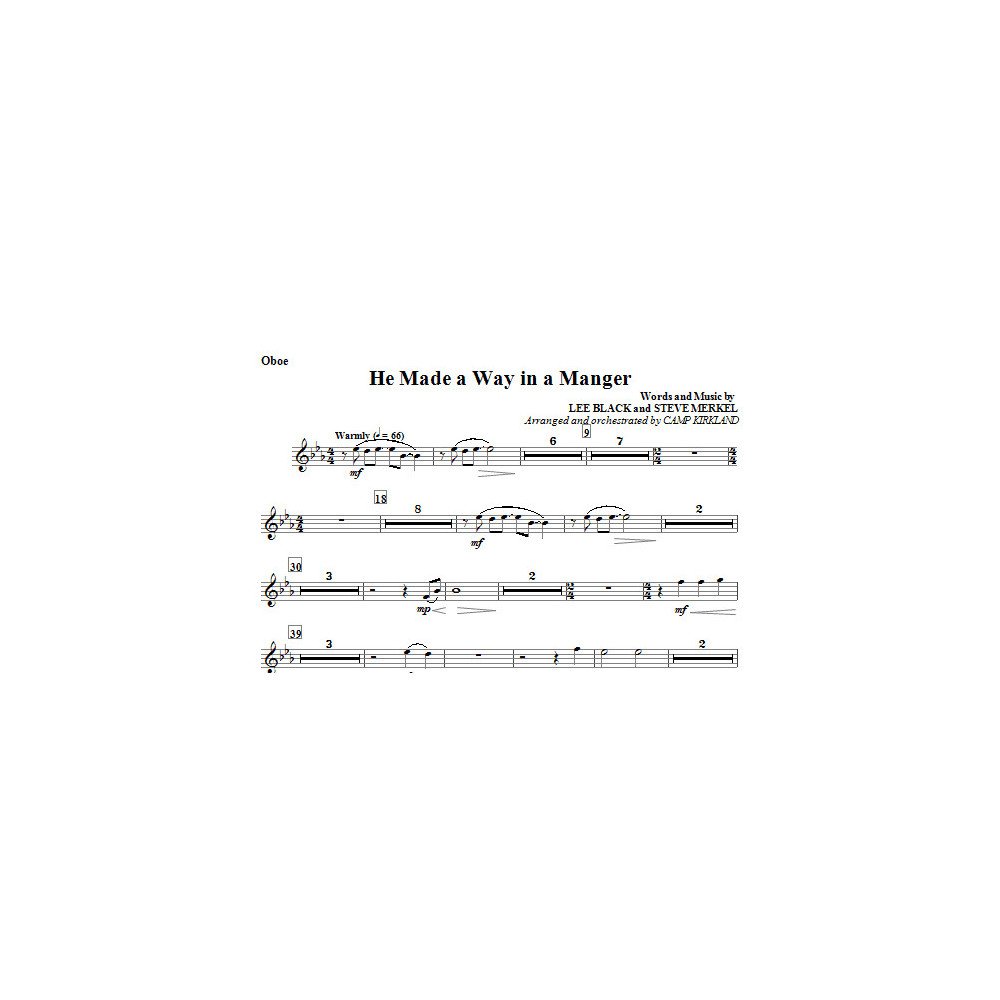 Er machte einen Weg in einer Krippe - Oboe
