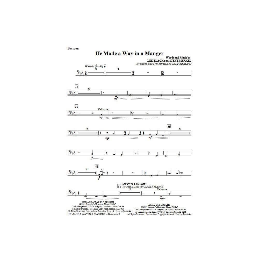 He Made A Way In A Manger - Bassoon
