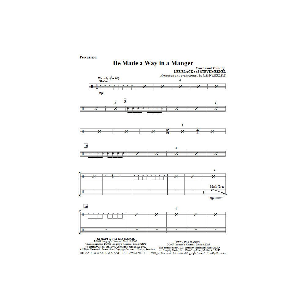 He Made A Way In A Manger - Percussion 1 & 2