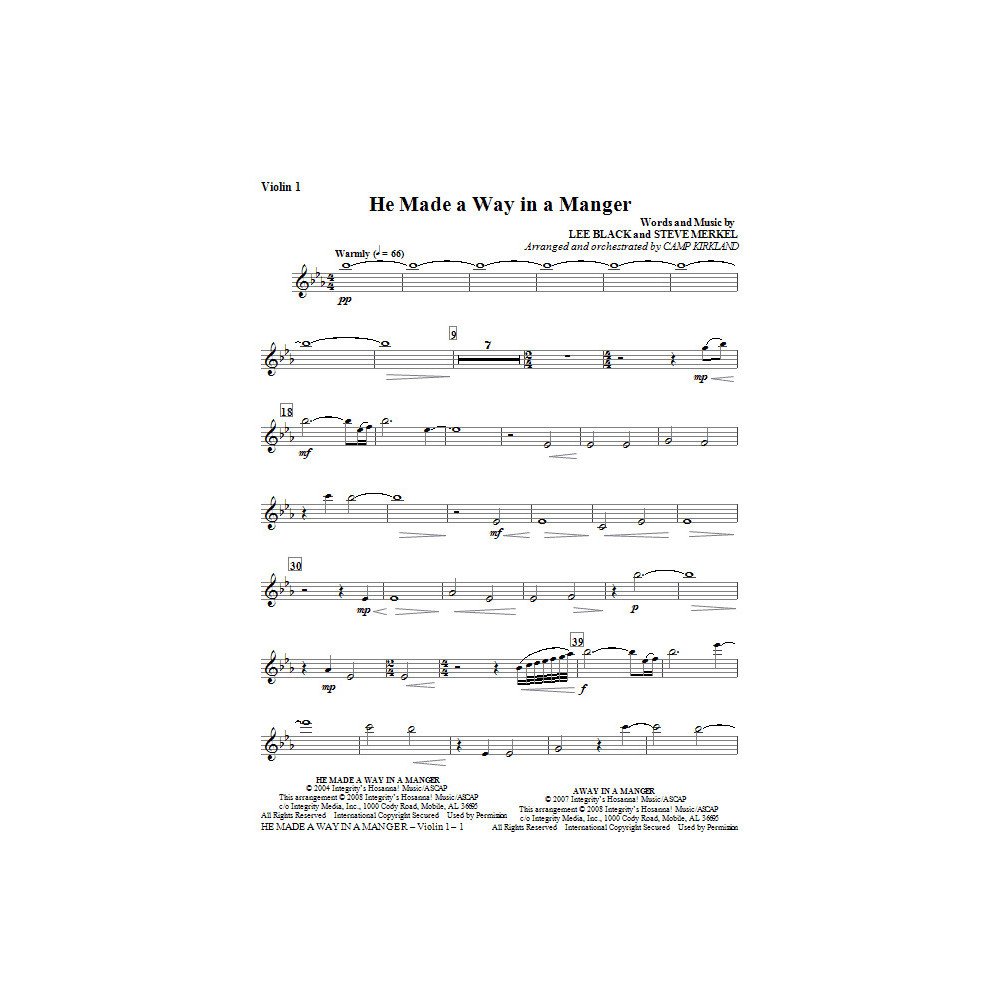 He Made A Way In A Manger - Violin 1
