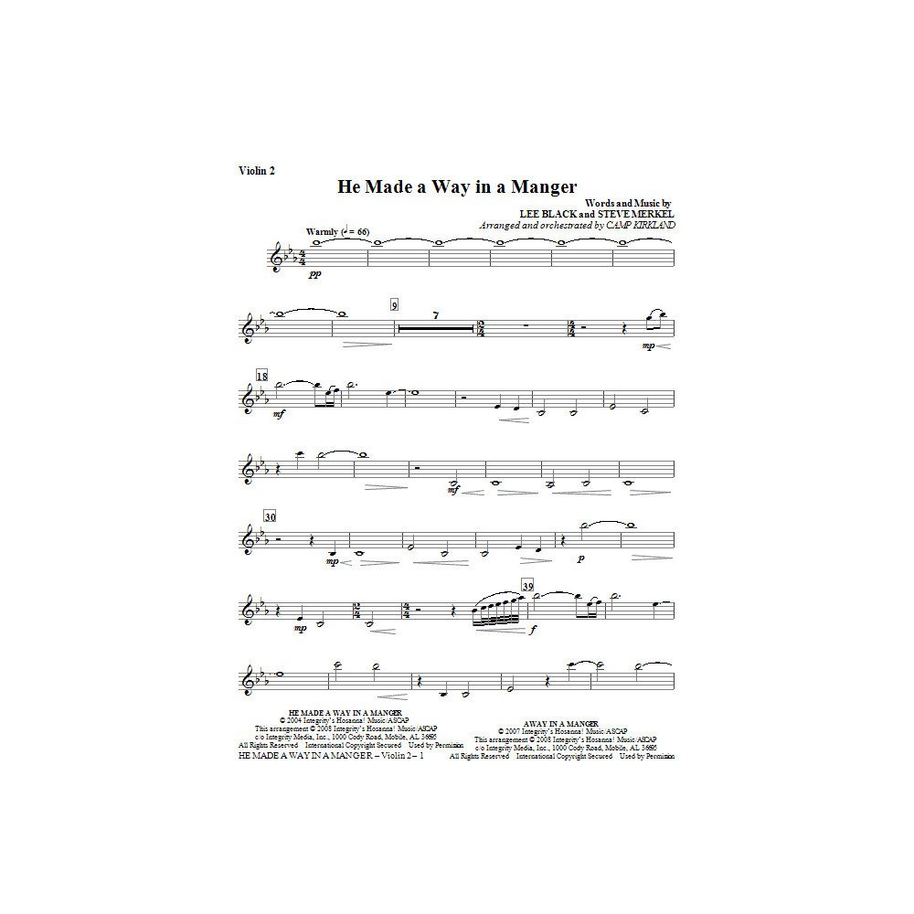 He Made A Way In A Manger - Violin 2