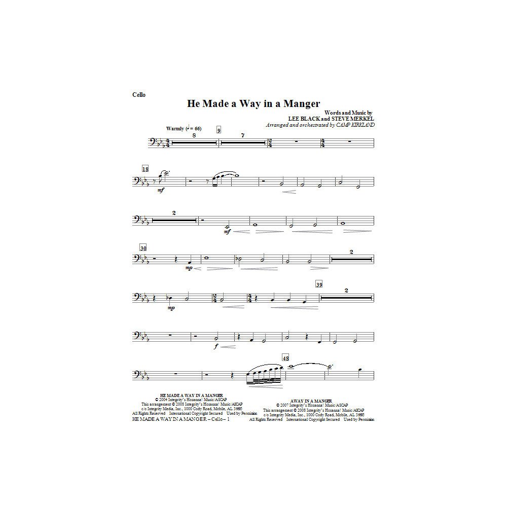 He Made A Way In A Manger - Cello