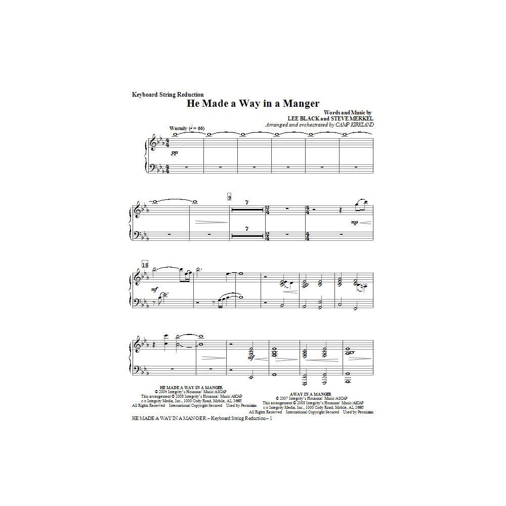 He Made A Way In A Manger - Keyboard String Reduction