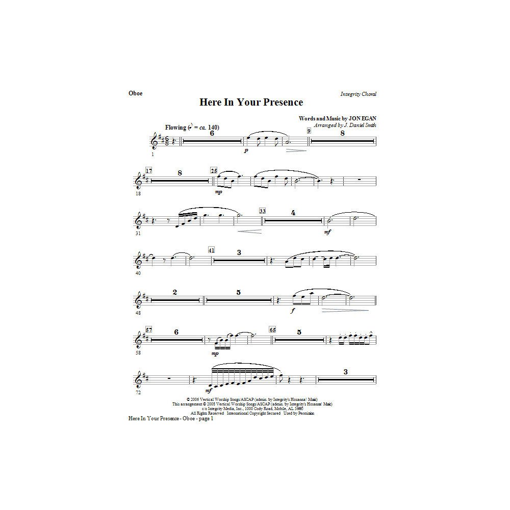 Here In Your Presence - Oboe