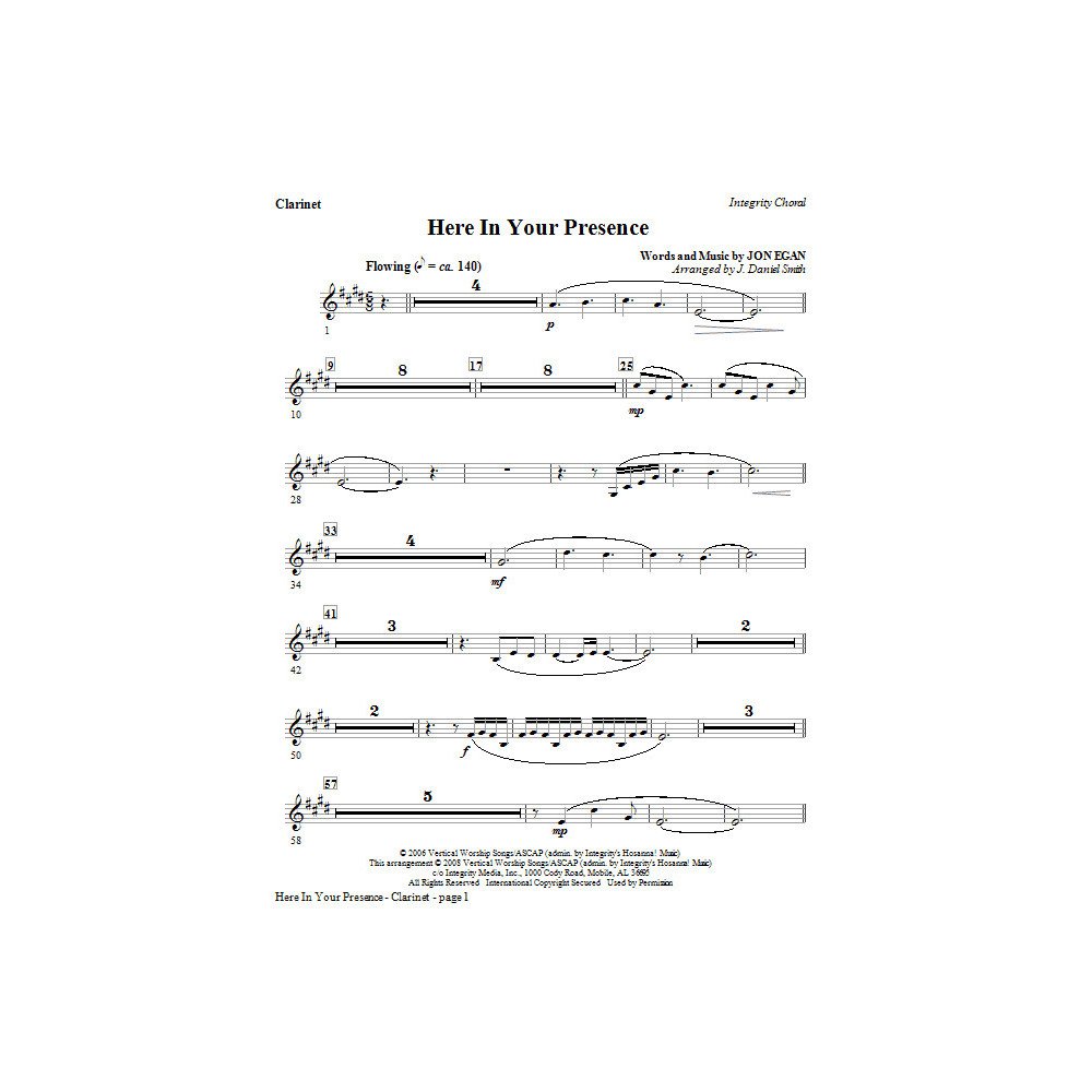 Here In Your Presence - Clarinet