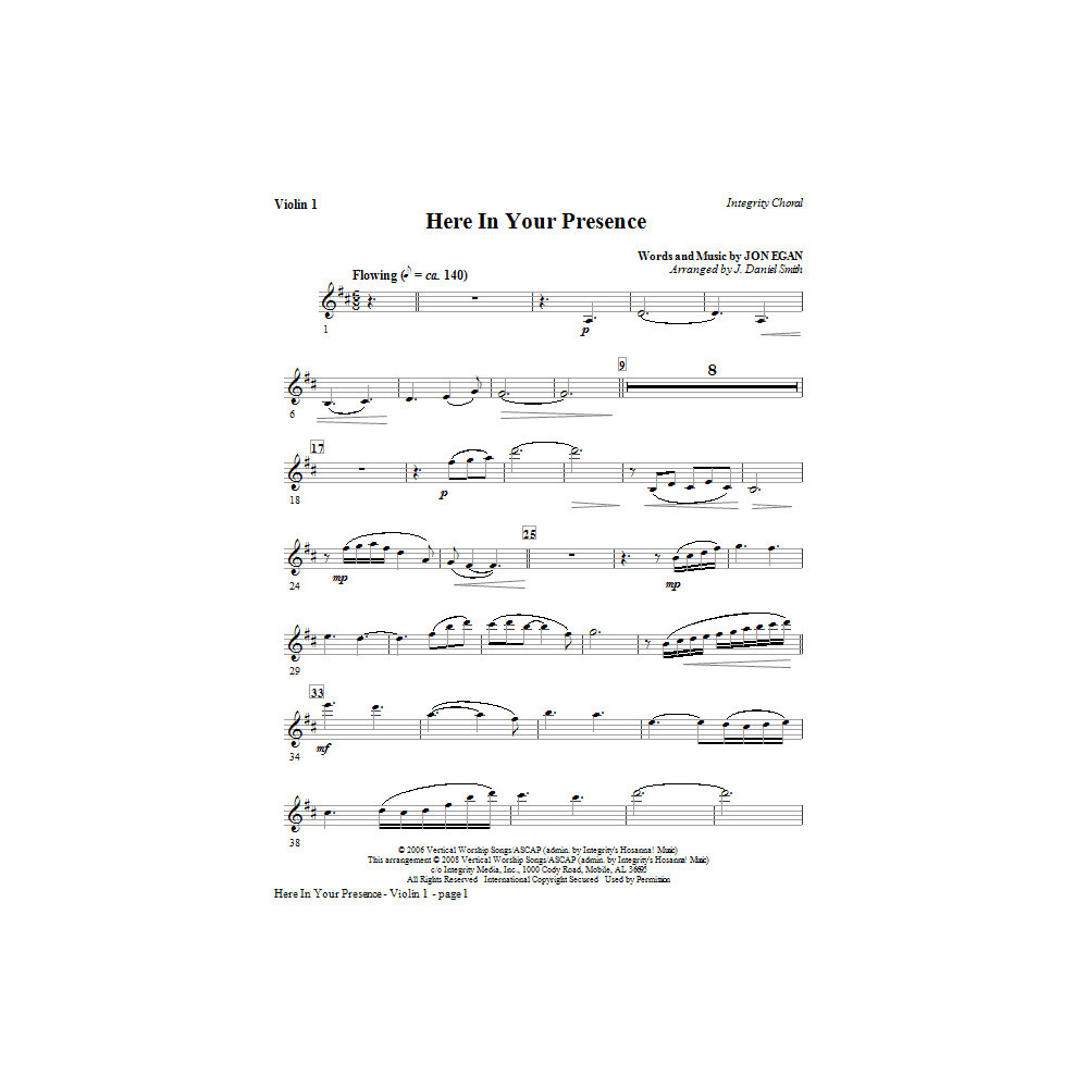 Here In Your Presence - Violin 1