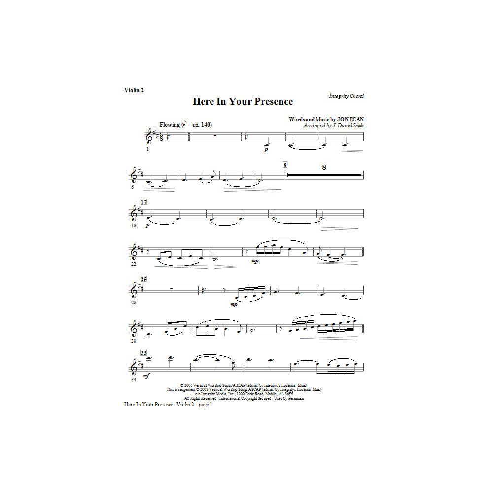 Here In Your Presence - Violin 2