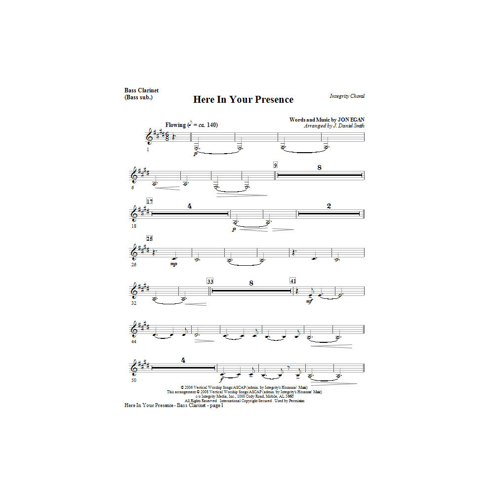 Here In Your Presence - Bass Clarinet (Tuba sub)