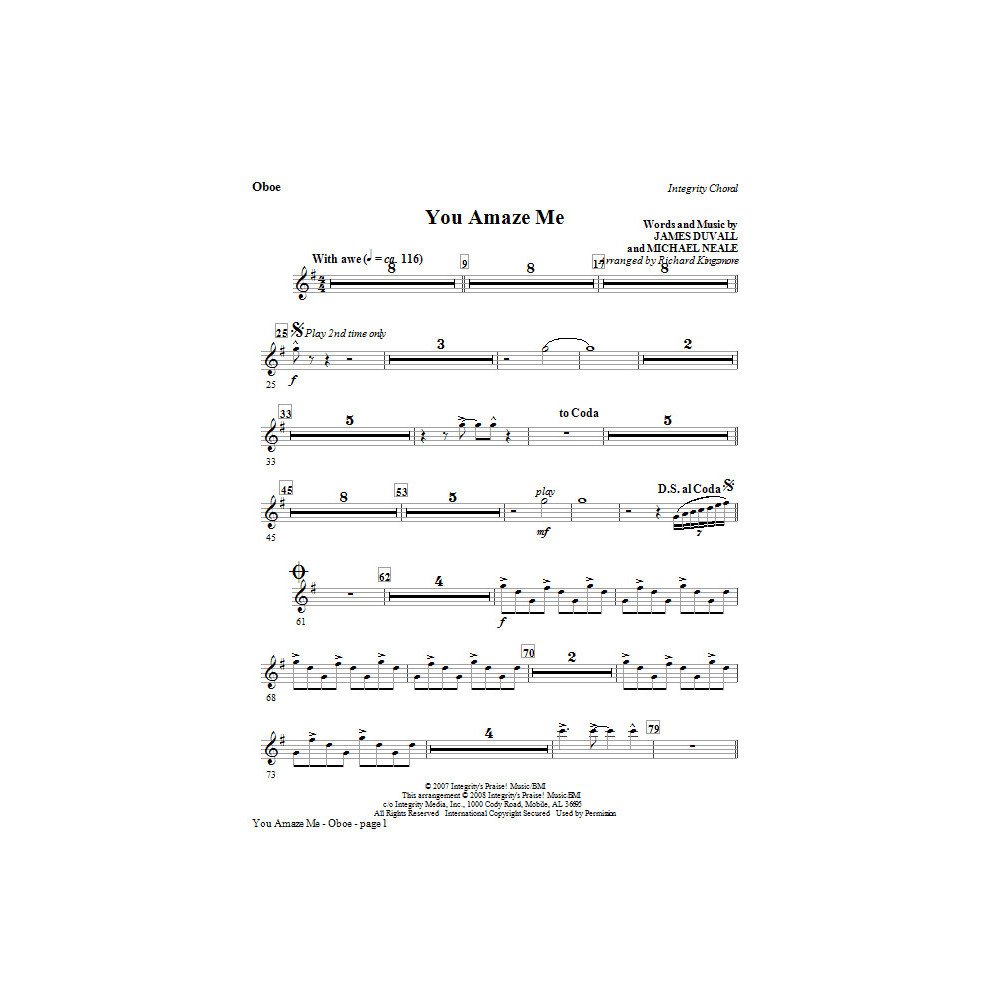 You Amaze Me - Oboe