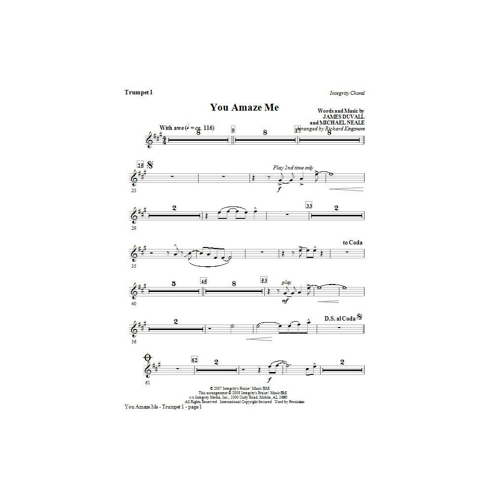 You Amaze Me - Trumpet 1