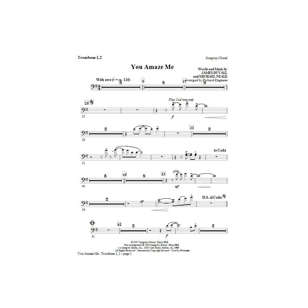 You Amaze Me - Trombone 1,2