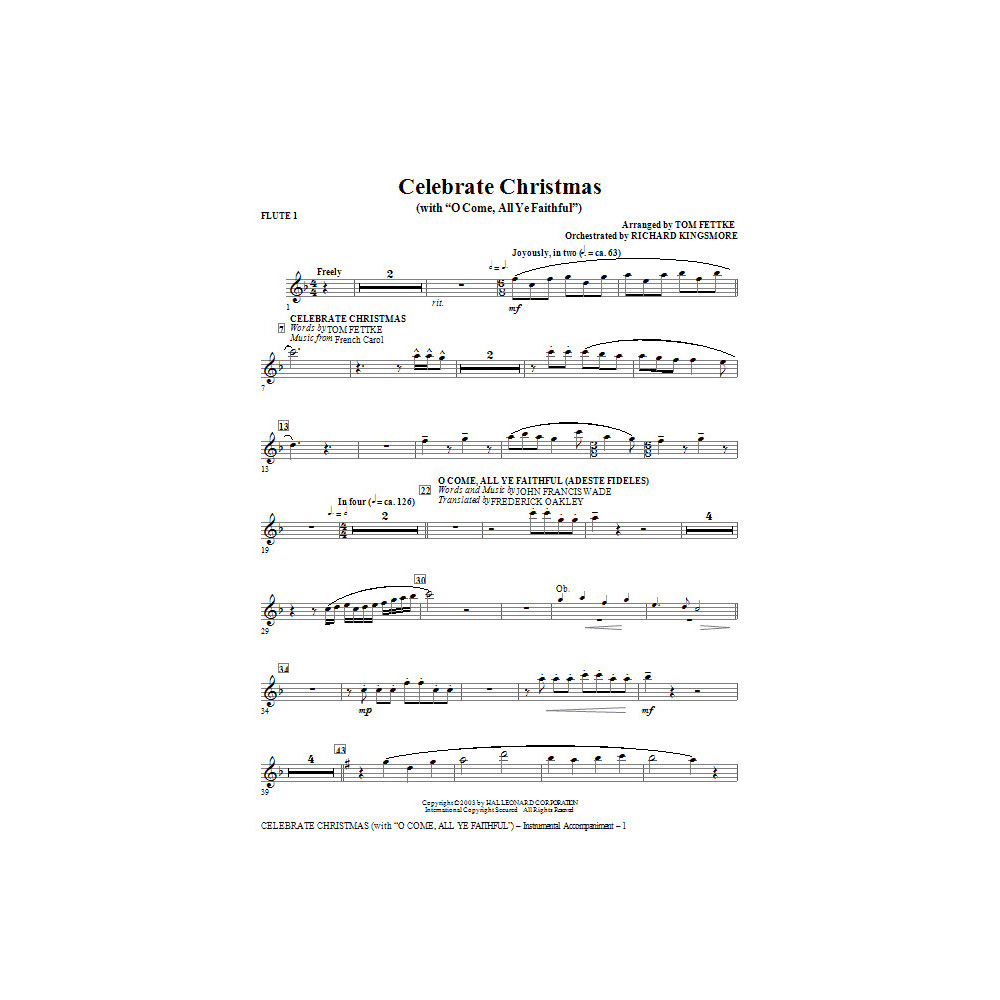 Celebrate Christmas (with O Come, All Ye Faithful) - Flute 1