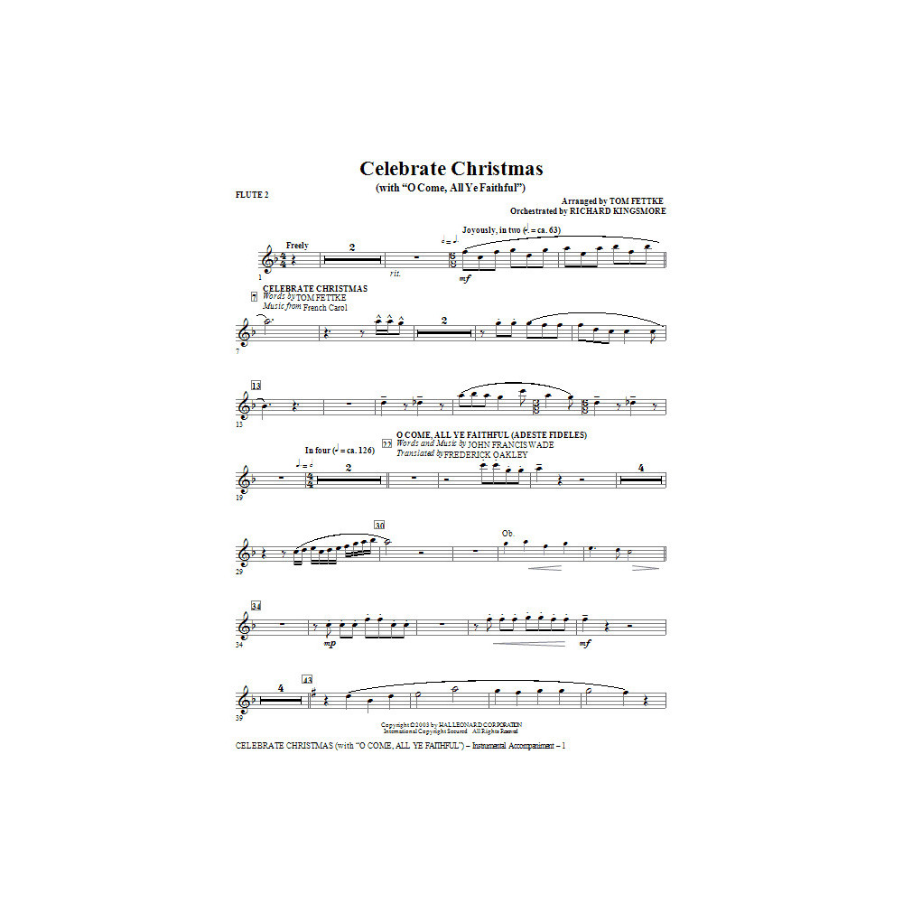 Celebrate Christmas (with O Come, All Ye Faithful) - Flute 2