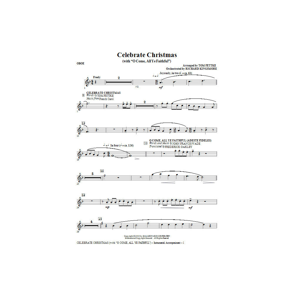 Feiere Weihnachten (mit O Come, All Ye Faithful) - Oboe