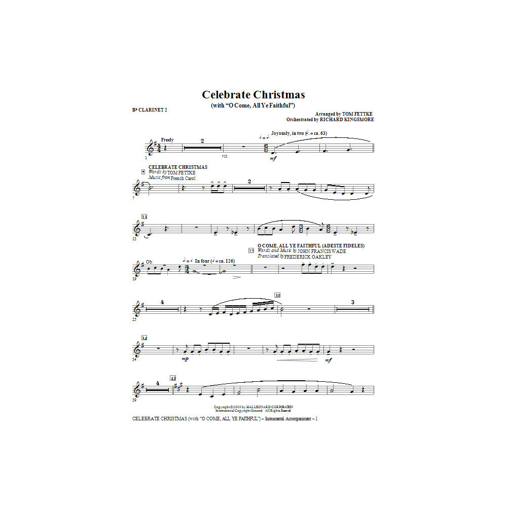 Feiere Weihnachten (mit O Come, All Ye Faithful) - Bb Klarinette 2