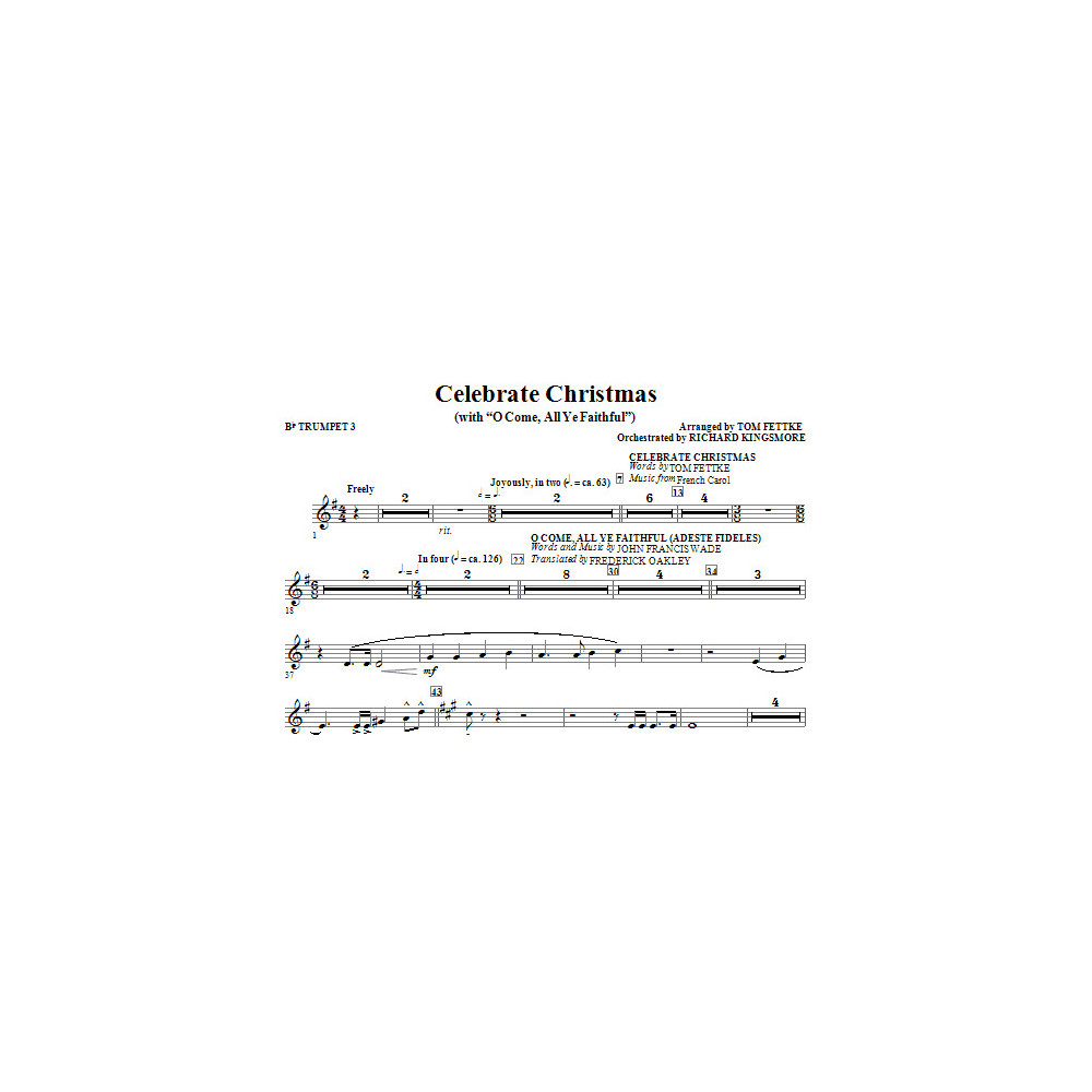 Feiere Weihnachten (mit O Come, All Ye Faithful) - Bb Posaune 3