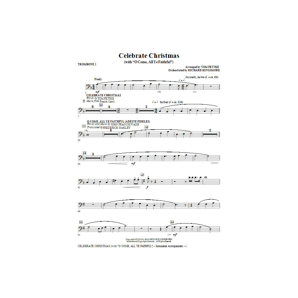 Feiere Weihnachten (mit O Come, All Ye Faithful) - Posaune 2
