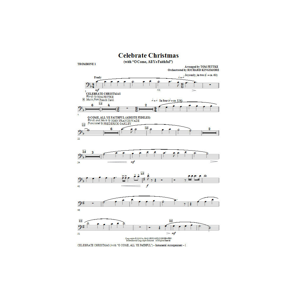 Feiere Weihnachten (mit O Come, All Ye Faithful) - Posaune 1