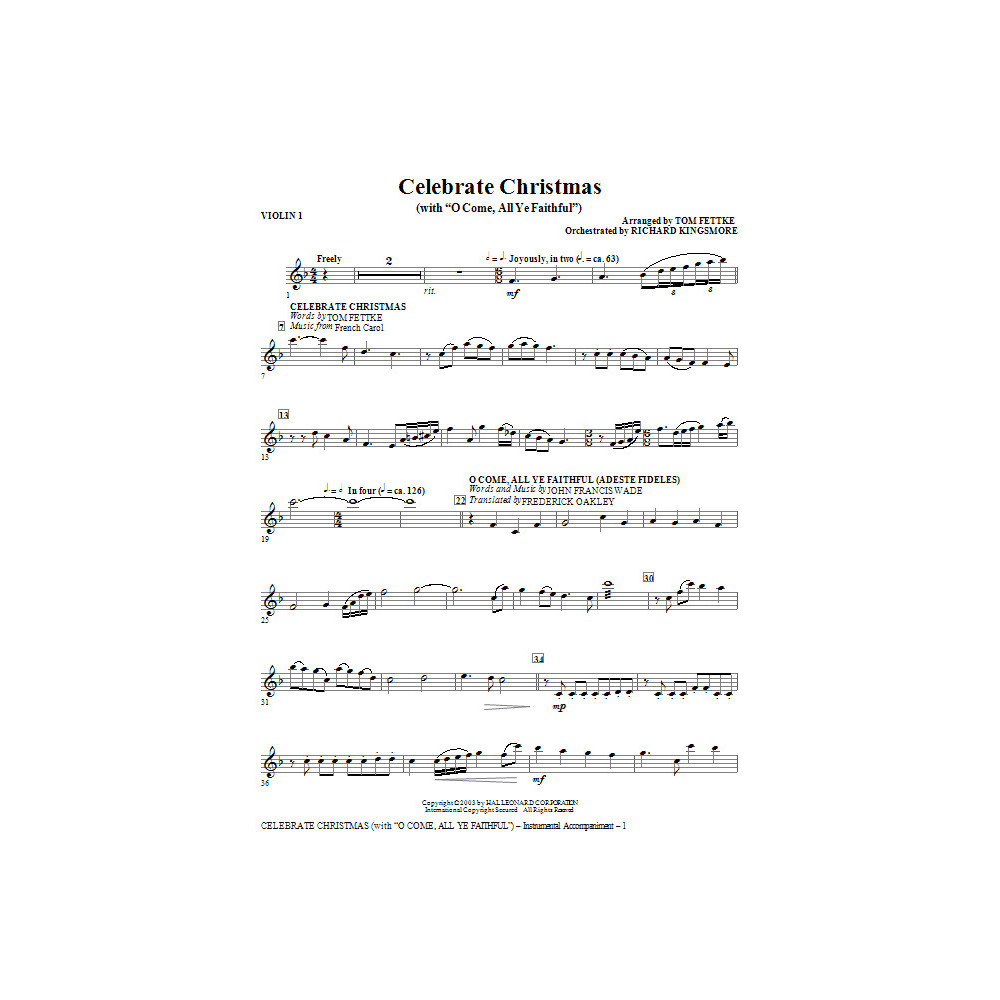 Feiere Weihnachten (mit O Come, All Ye Faithful) - Violine 1