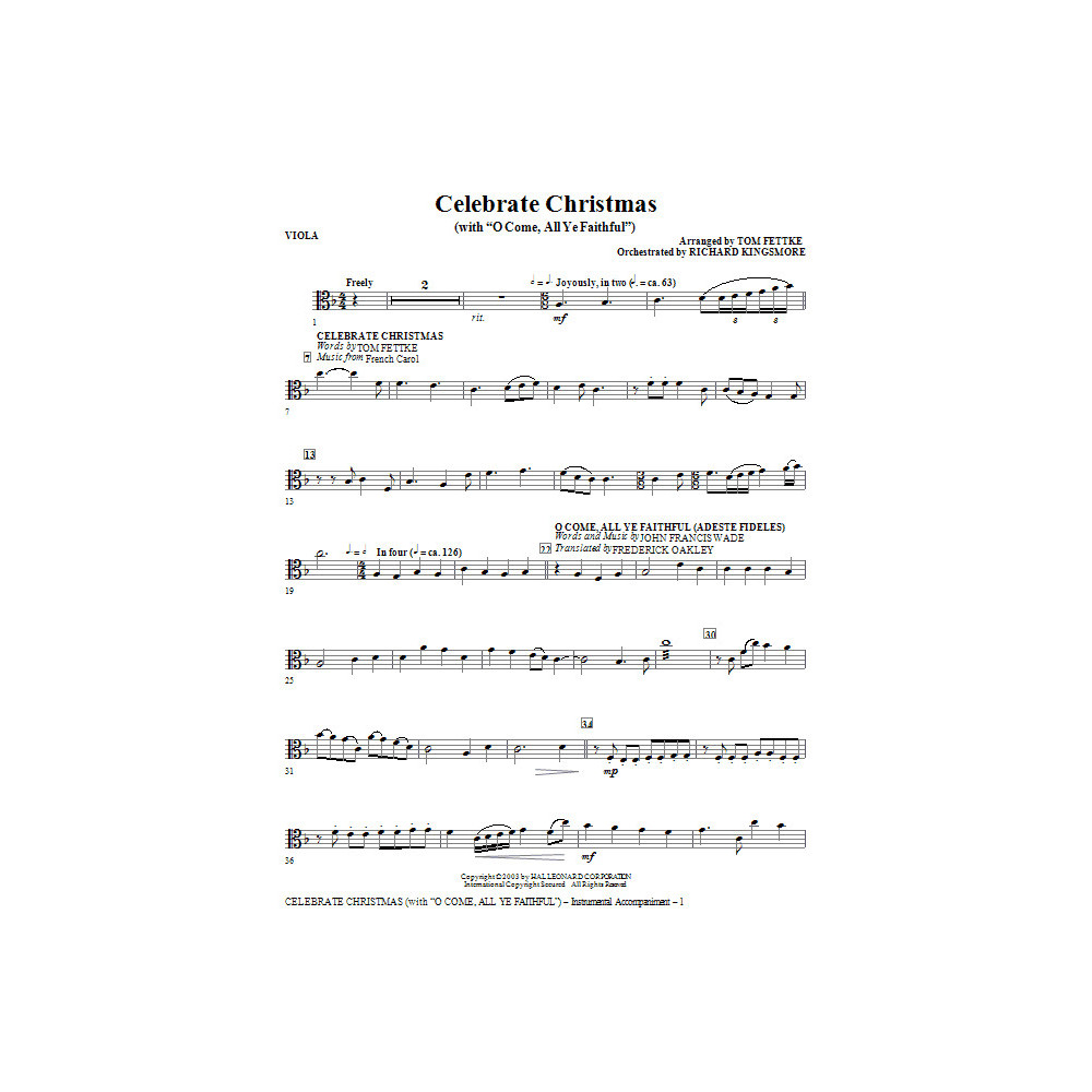 Feiere Weihnachten (mit O Come, All Ye Faithful) - Viola